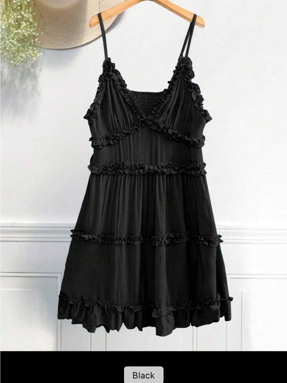 SHEIN Black Ruffle Tiered Cami Dress